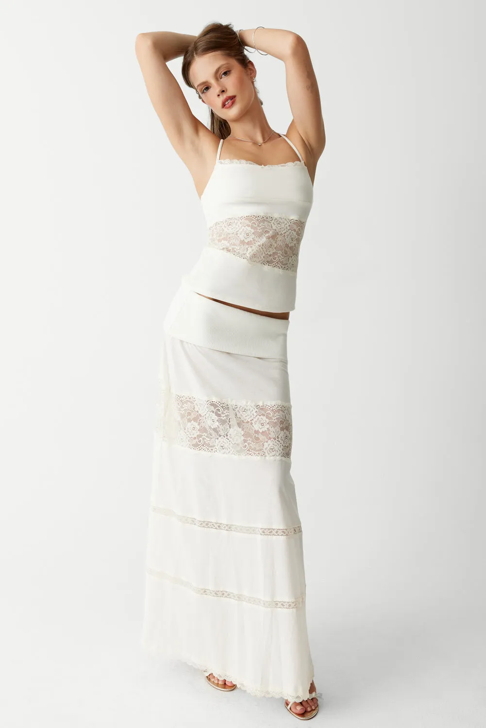 Memphis Lace Maxi Skirt - Porcelain