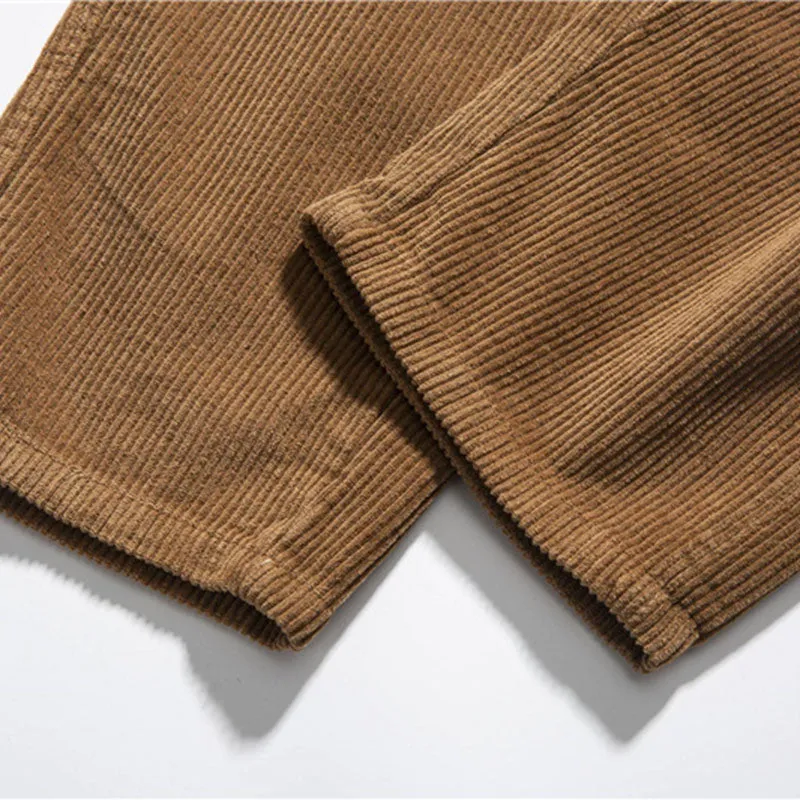 Men Casual Elastic Waist Straight Corduroy Sweatpants