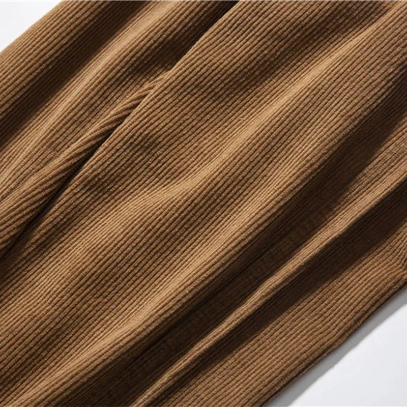 Men Casual Elastic Waist Straight Corduroy Sweatpants