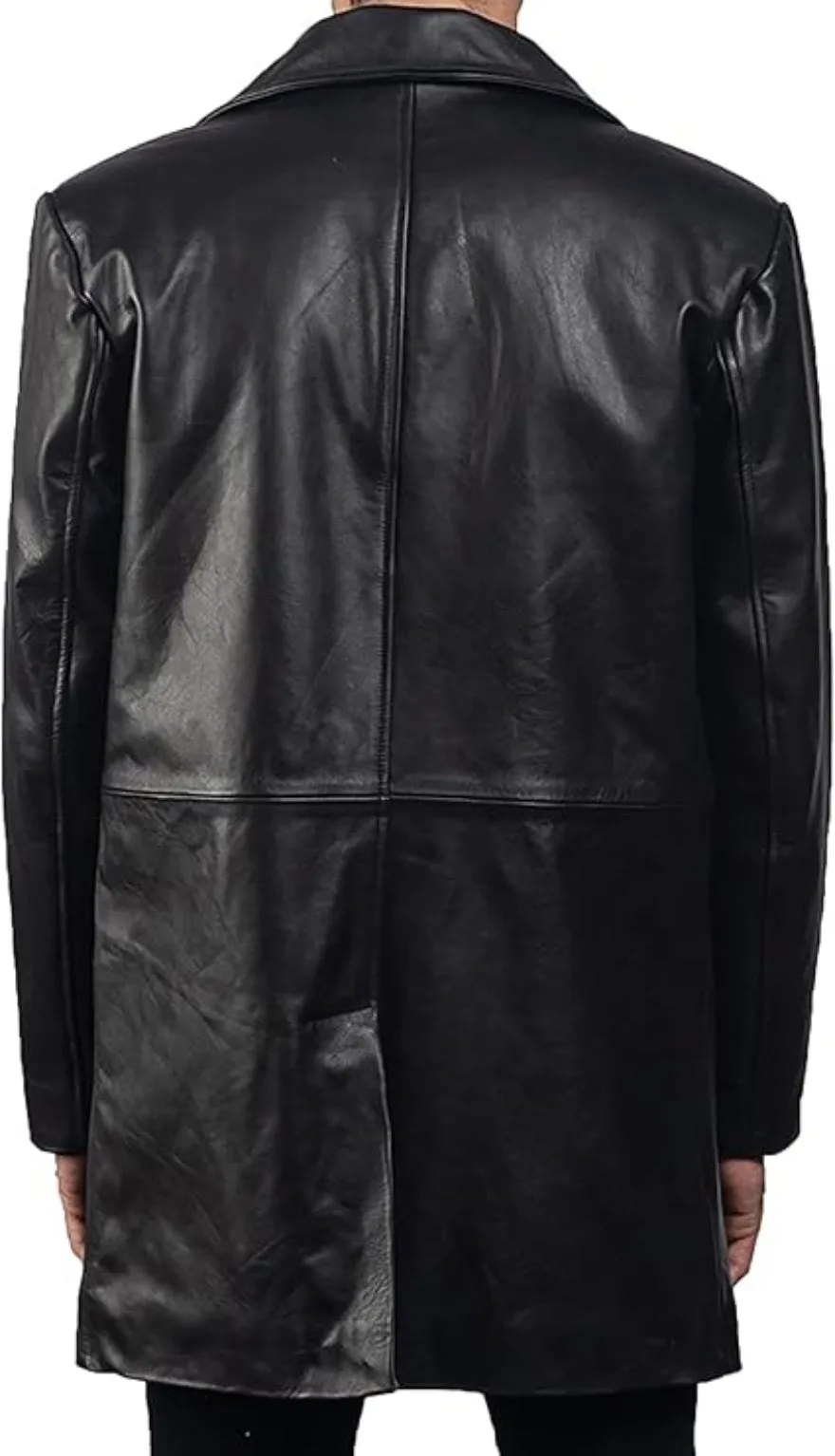 Mens Black  Leather Coat Genuine Nappa Sheepskin