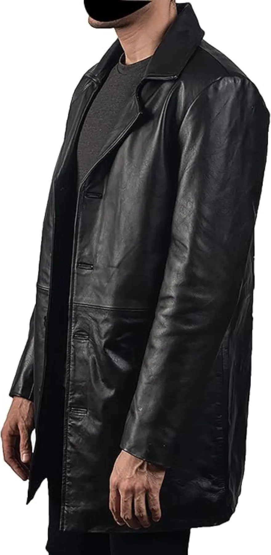 Mens Black  Leather Coat Genuine Nappa Sheepskin