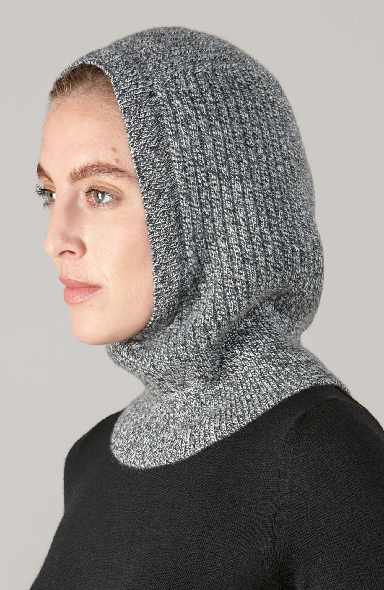 Merino Cashmere Ribbed Open Face Balaclava