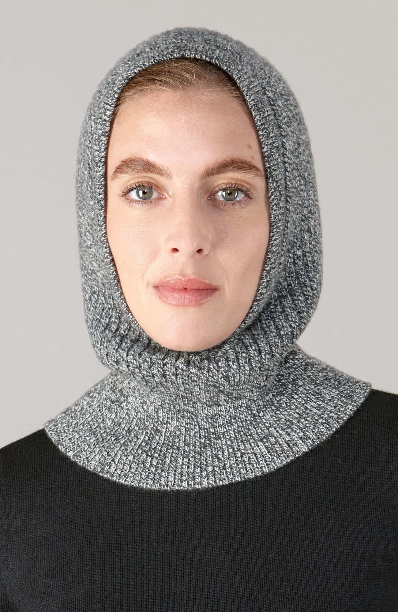 Merino Cashmere Ribbed Open Face Balaclava