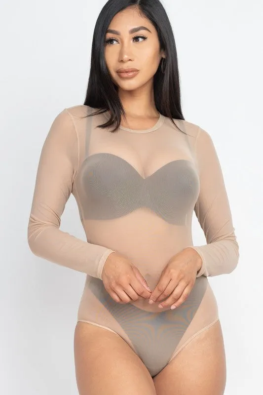 Mesh shirt Sheer blouse Long Sleeves Bodysuit