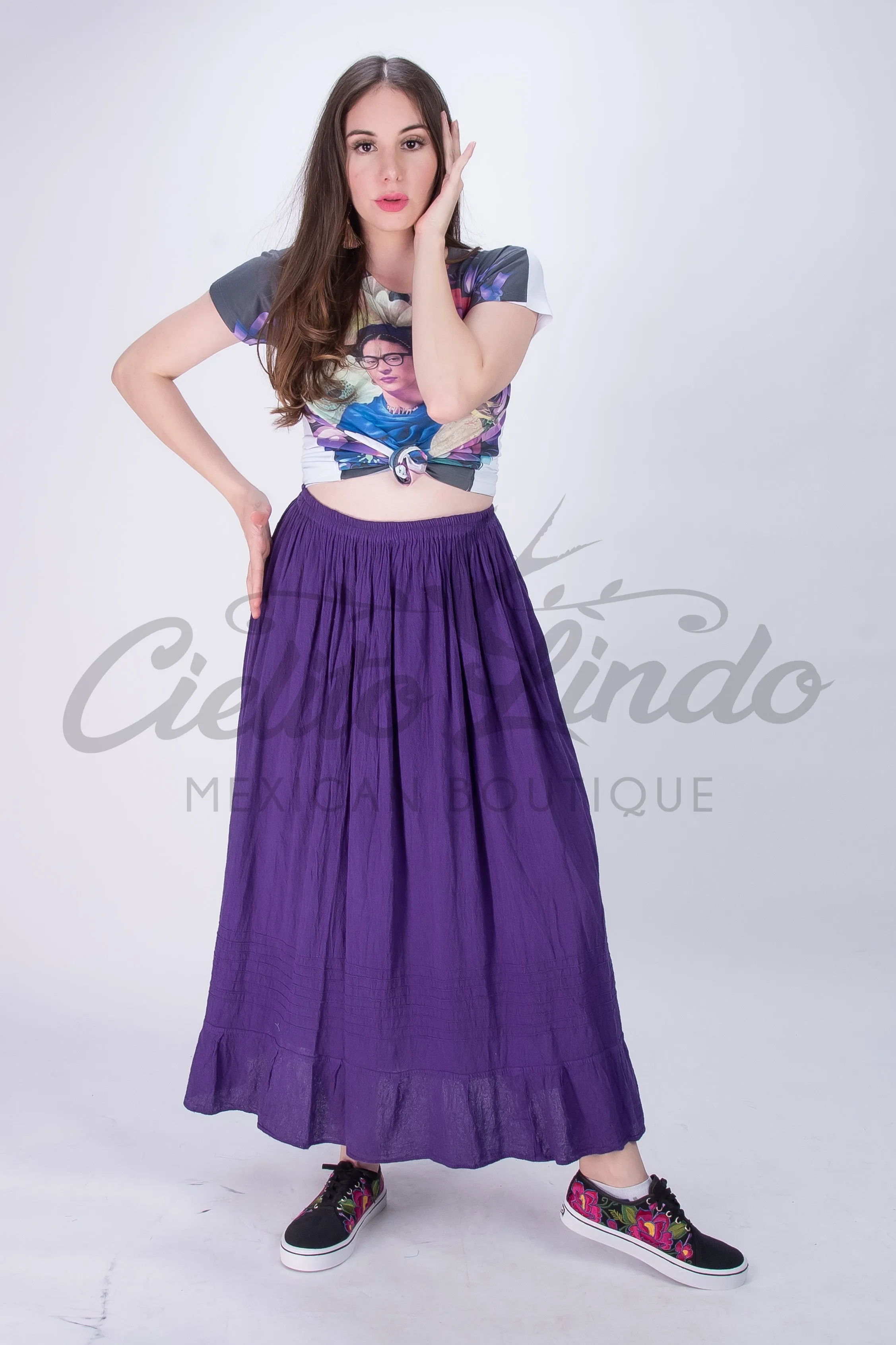 Mexican Long Skirt Purple