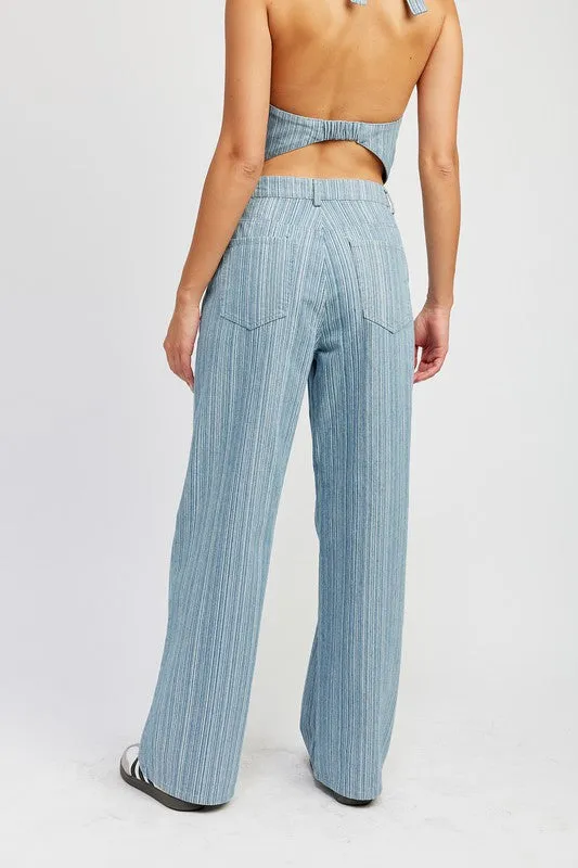 Mid rise wide leg pants