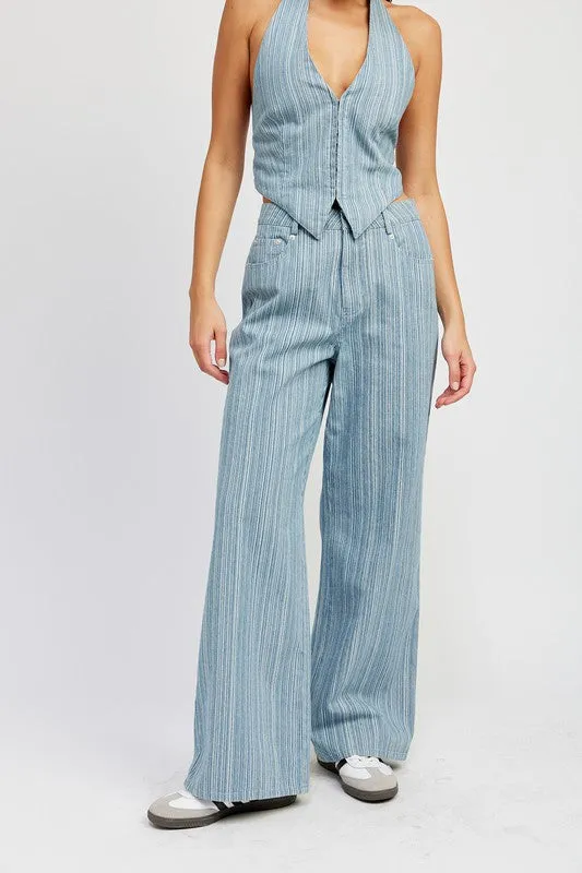 Mid rise wide leg pants