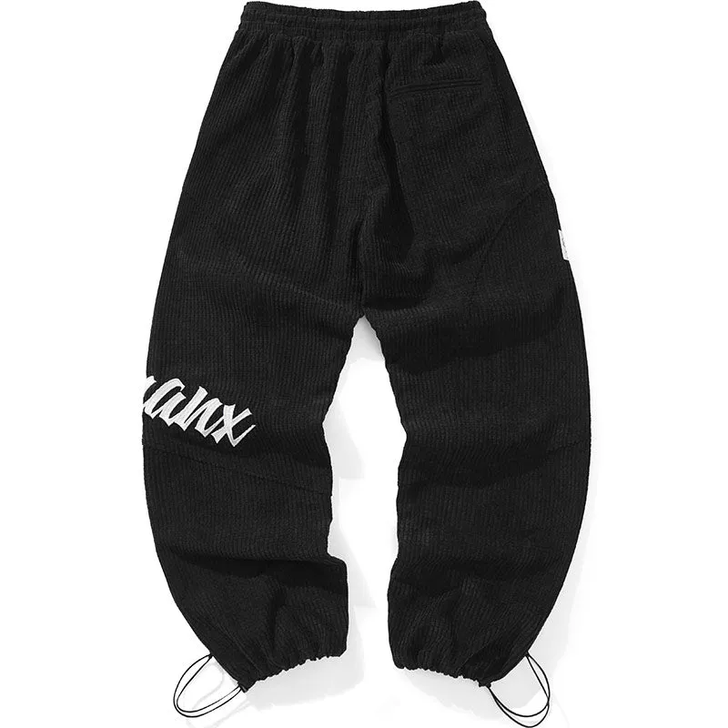 Minimalist Letter Print Corduroy Jogger Pants