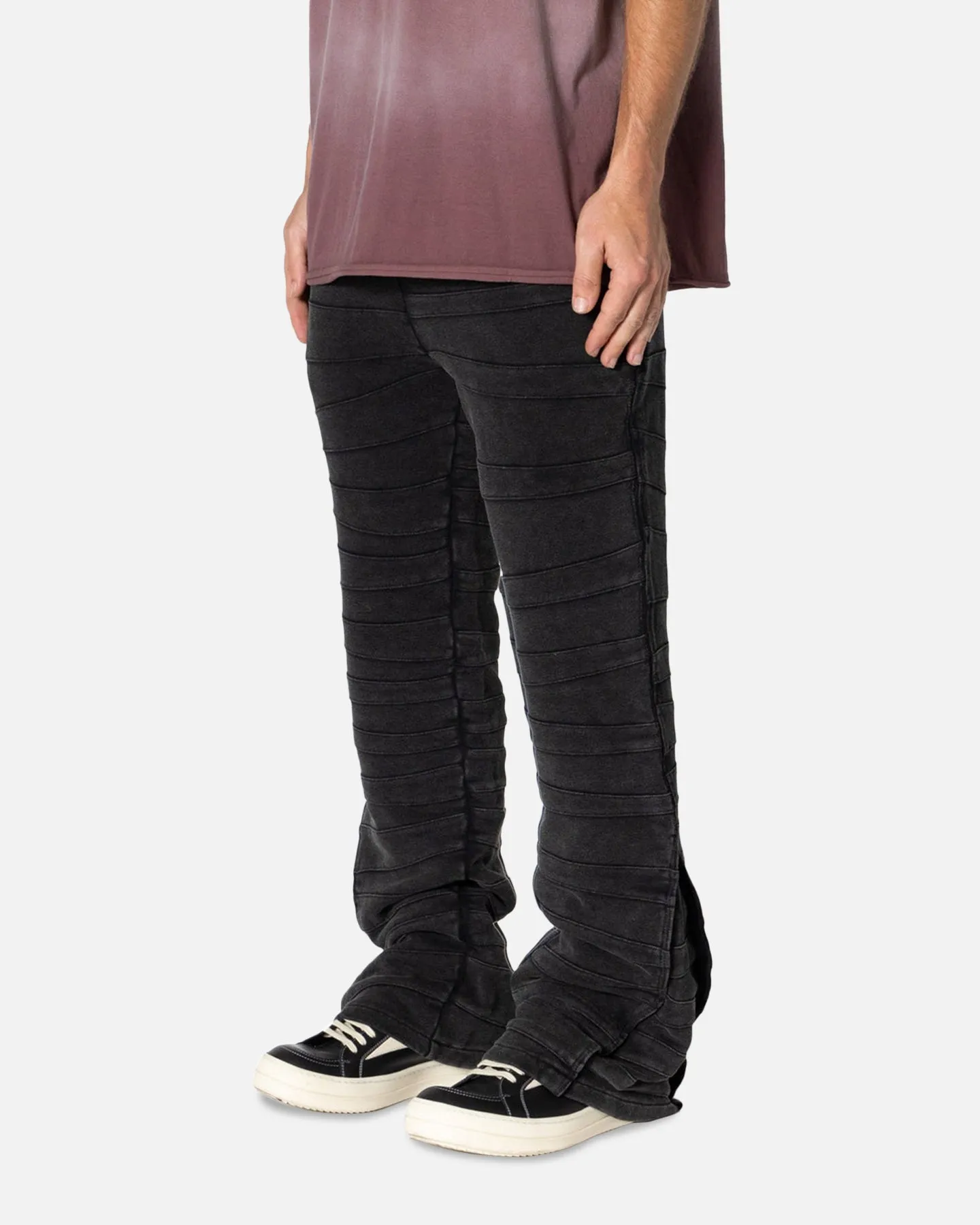 MNML Crease Panel Sweatpants Washed Black