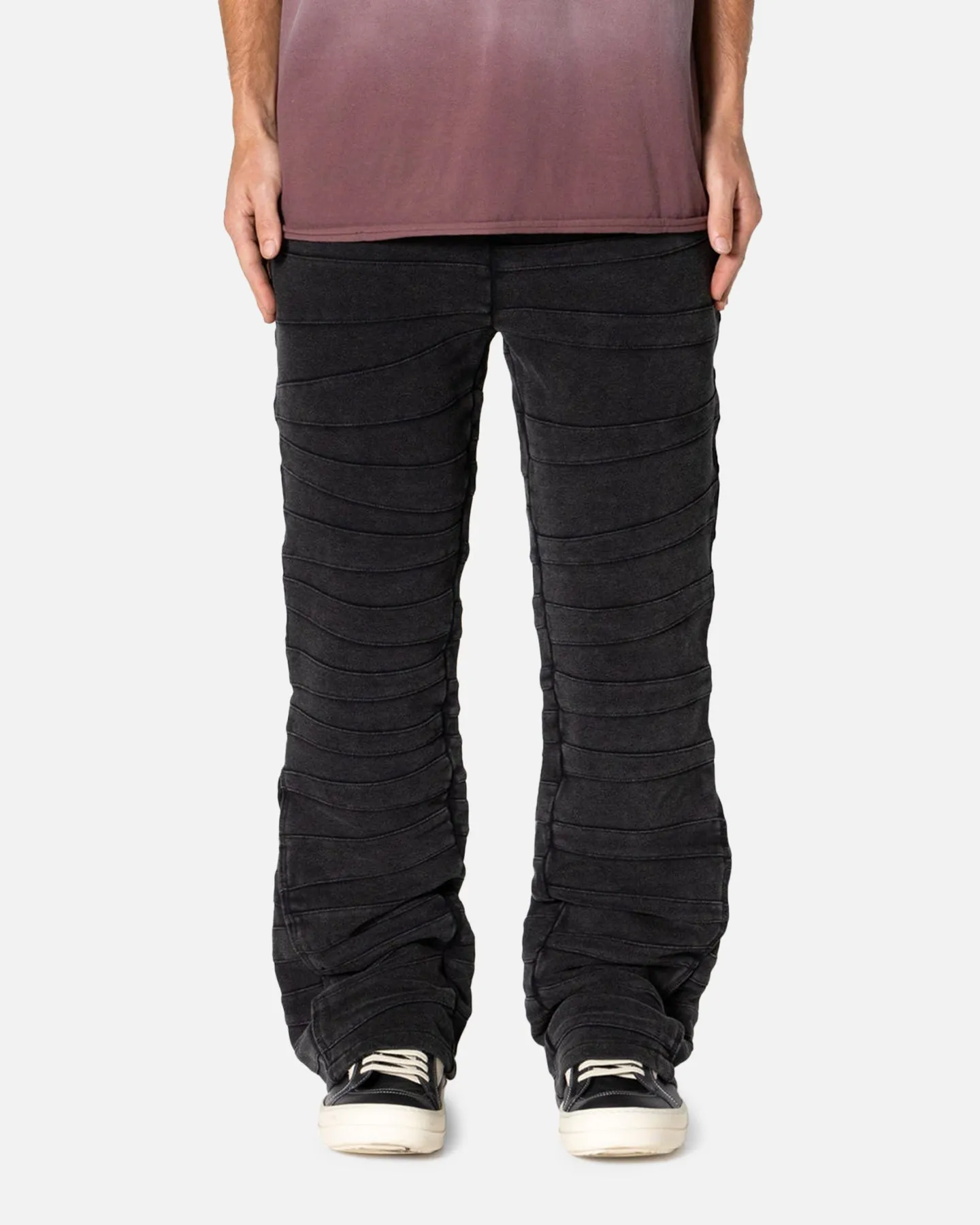 MNML Crease Panel Sweatpants Washed Black