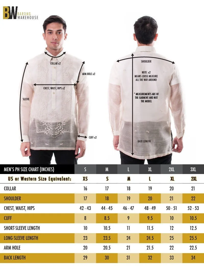 MO34 - Organza Barong Tagalog with Lining Salmon