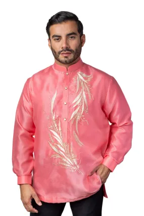 MO34 - Organza Barong Tagalog with Lining Salmon