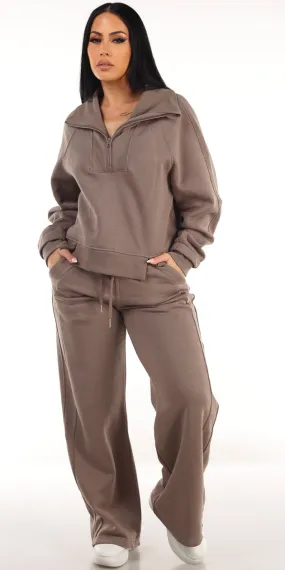 Mocha Fleece Sweatpants Combo