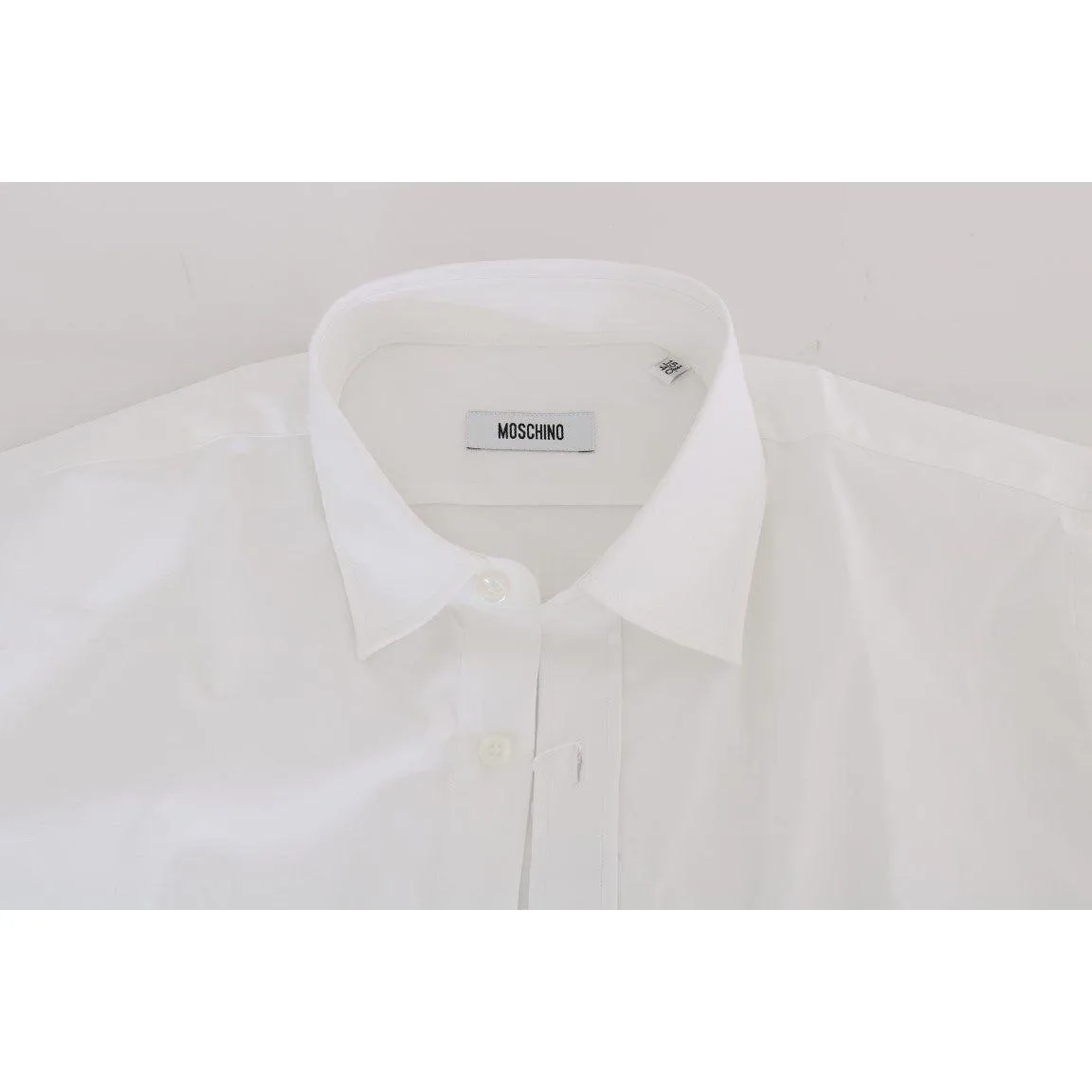 Moschino Elegant White Slim-Fit Cotton Shirt