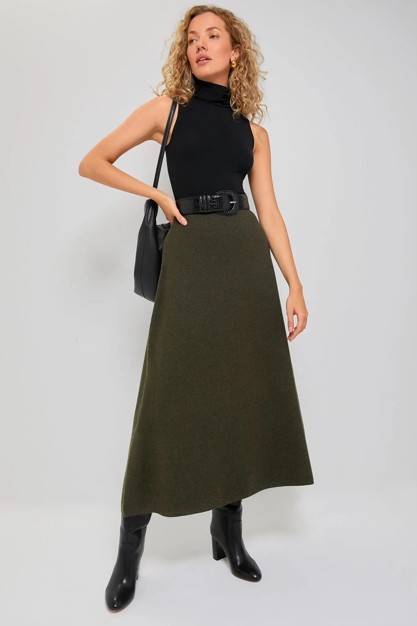 Moss Green Raye Knit Skirt