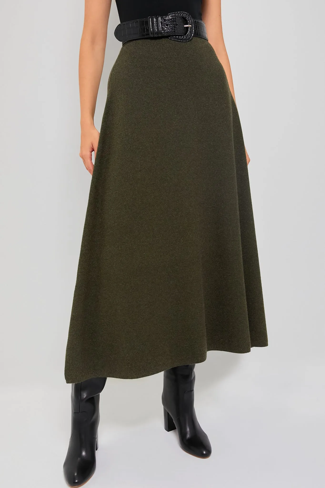 Moss Green Raye Knit Skirt