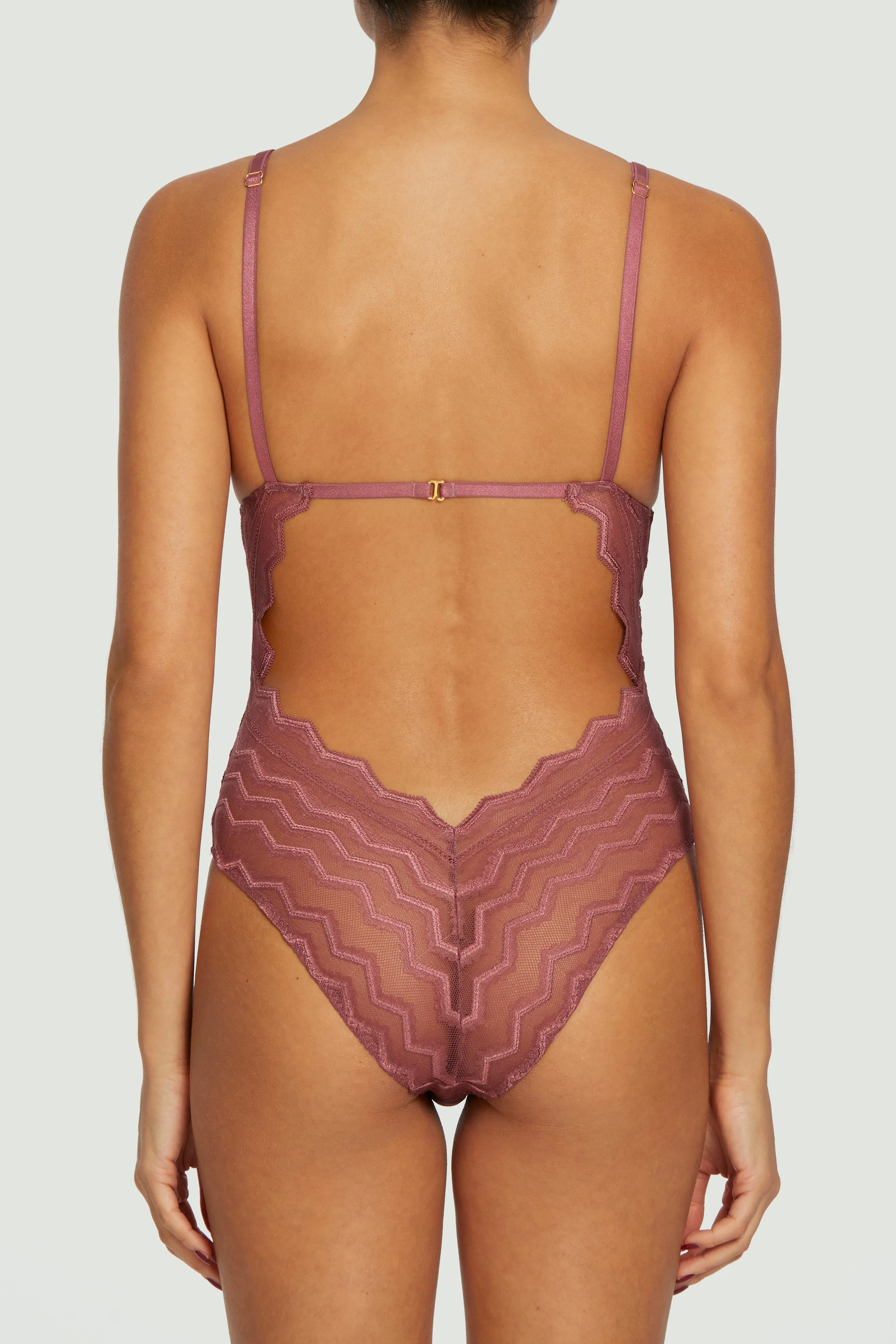 Muse by Coco de Mer Margot Bodysuit in Deep Rose