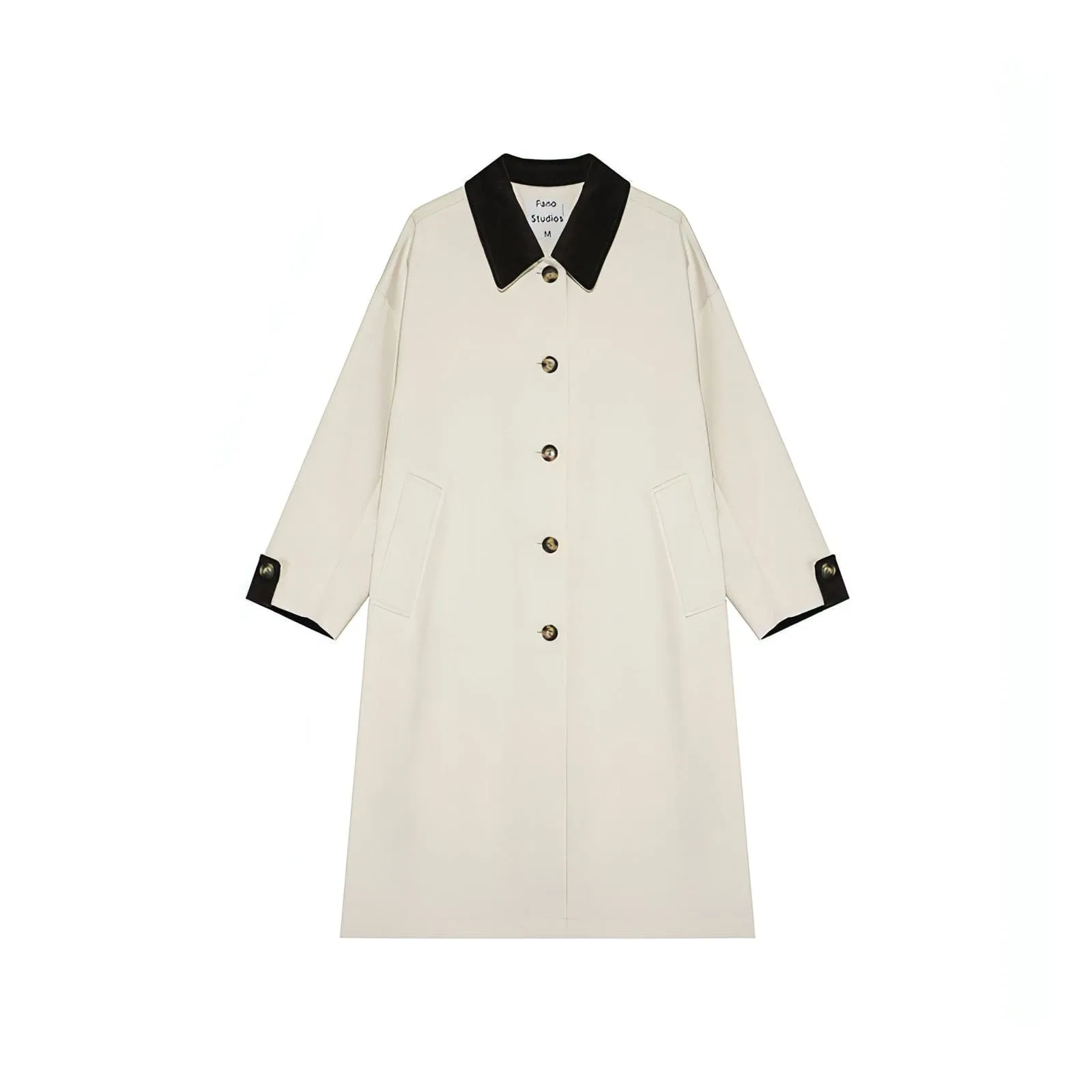 New Retro Color-Block Long Trench Coat