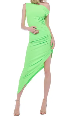 Norma Kamali - Drop Shoulder Side Drape Dress - Neon Green *FINAL SALE