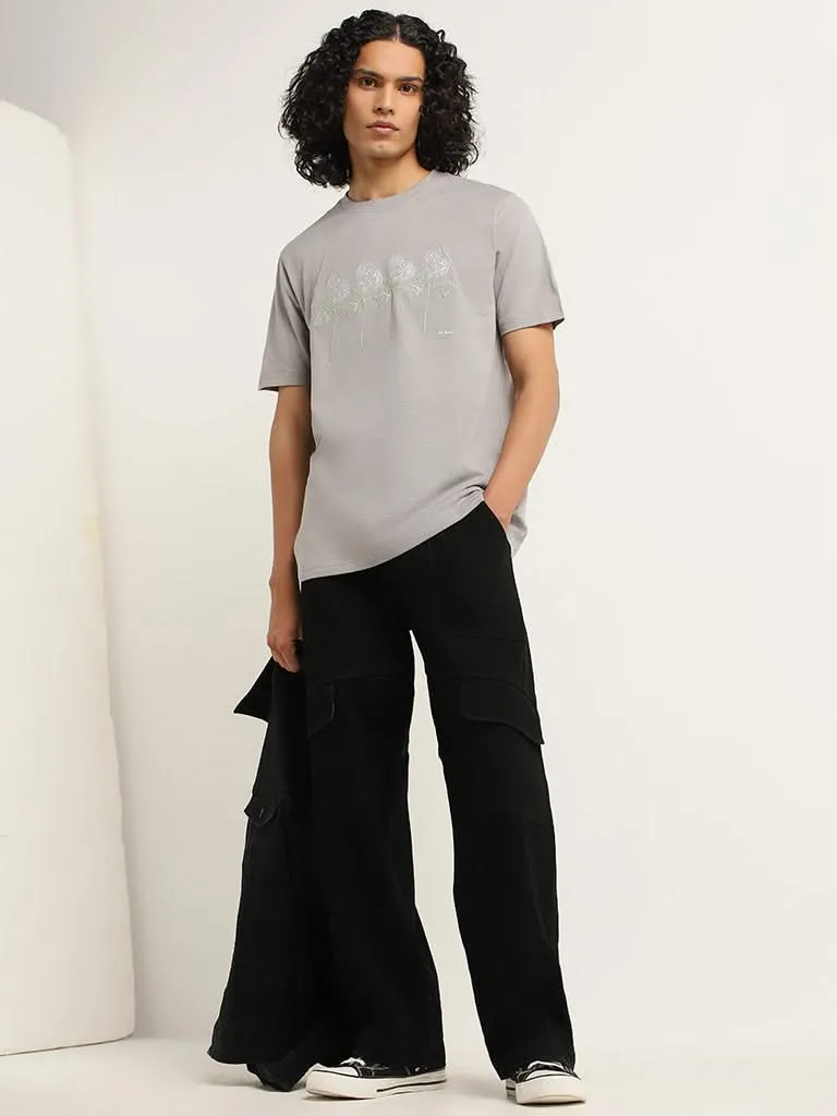 Nuon Grey Cotton Relaxed Fit T-Shirt