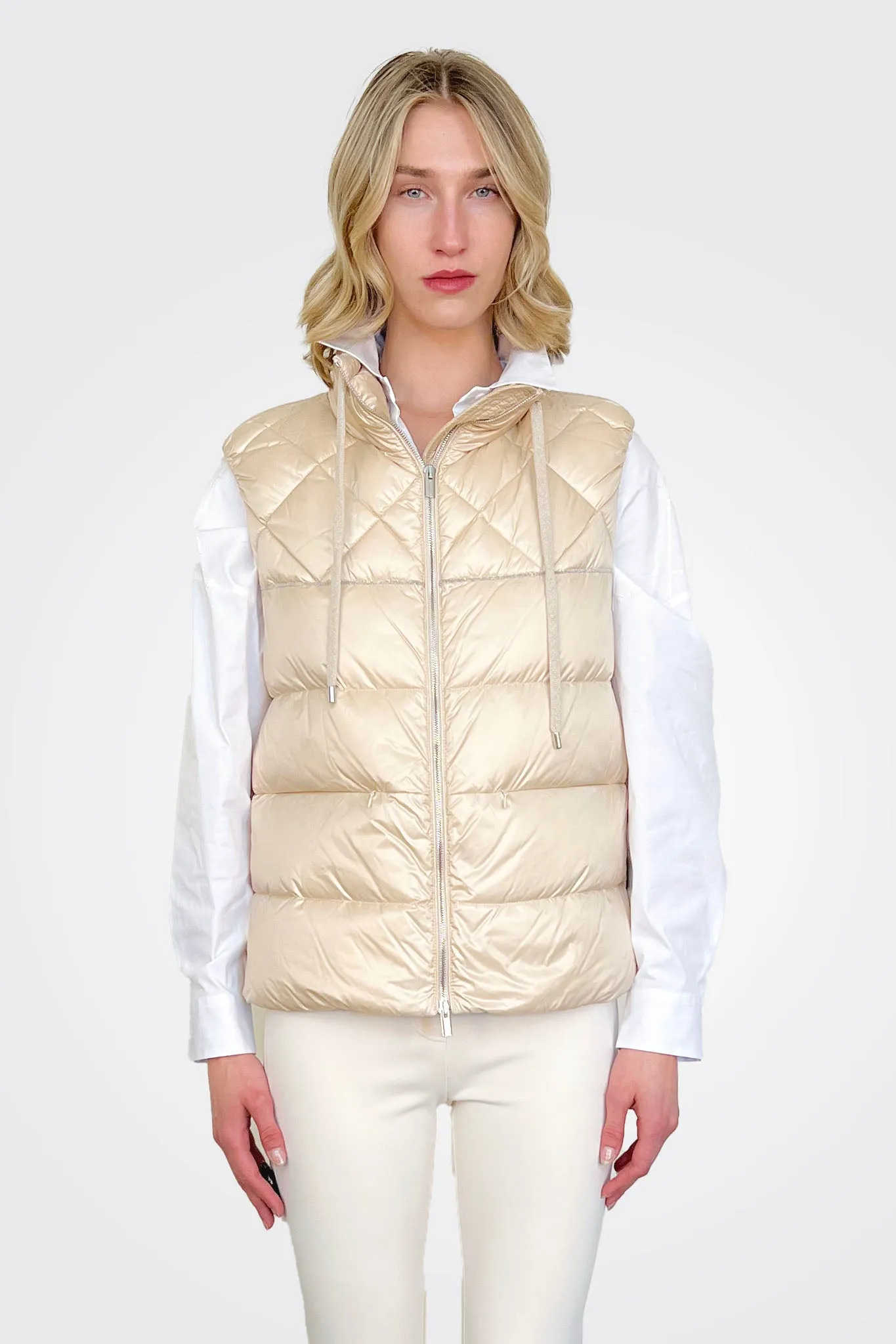 Nylon Quilted Vest - Gold