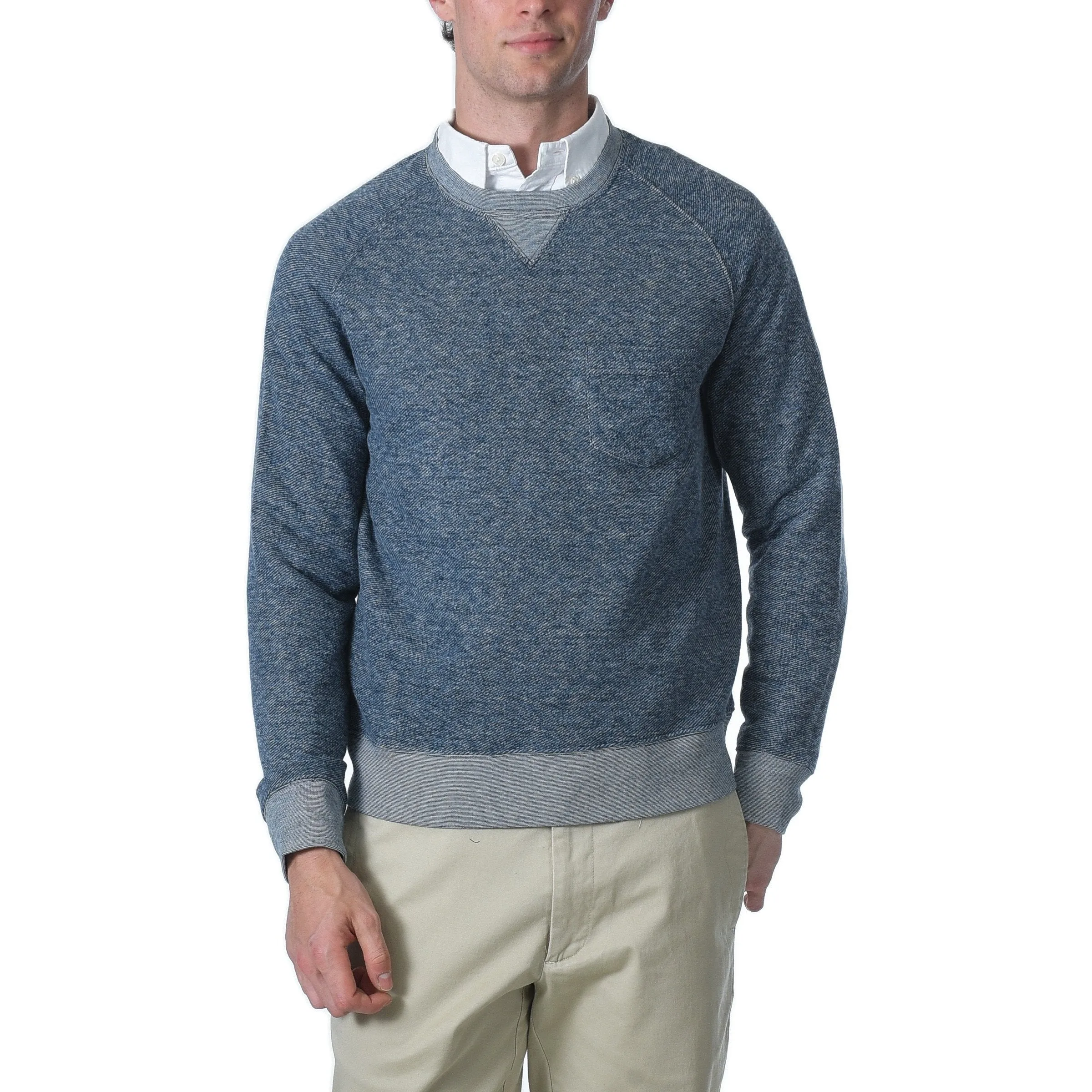 Palmer Athletic Fleece Crew - Blue Marl (Final Sale)