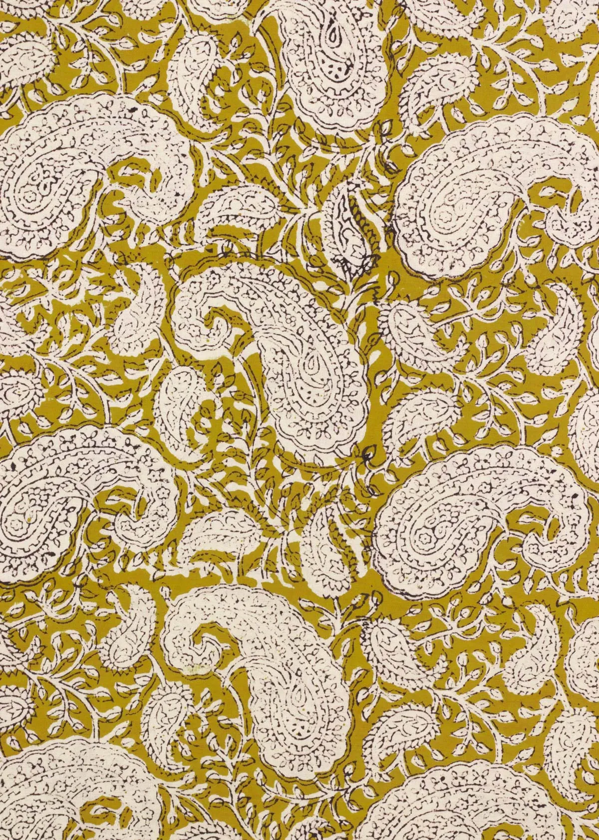 Pantomime Mustard Cotton Hand Block Printed Fabric