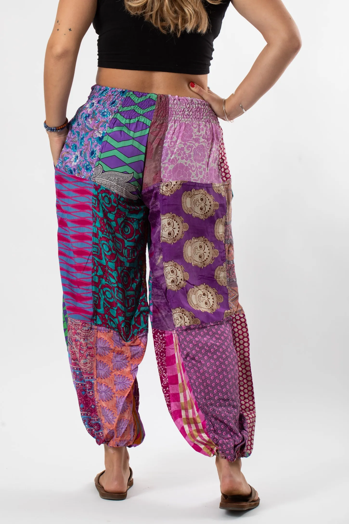 Paravi Patchwork Sari Silk Harem Pants