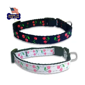 Pet Dog Collar Cherry Ribbon