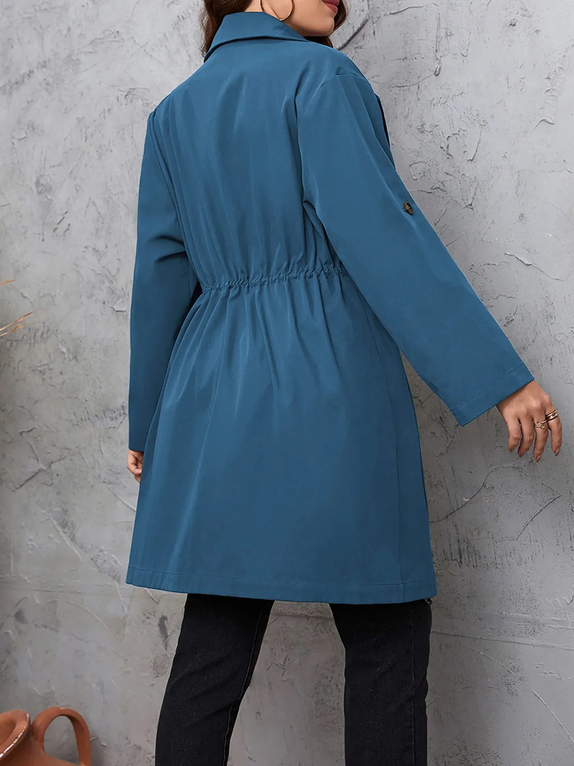 Plus Size Lapel Collar Trench Coat