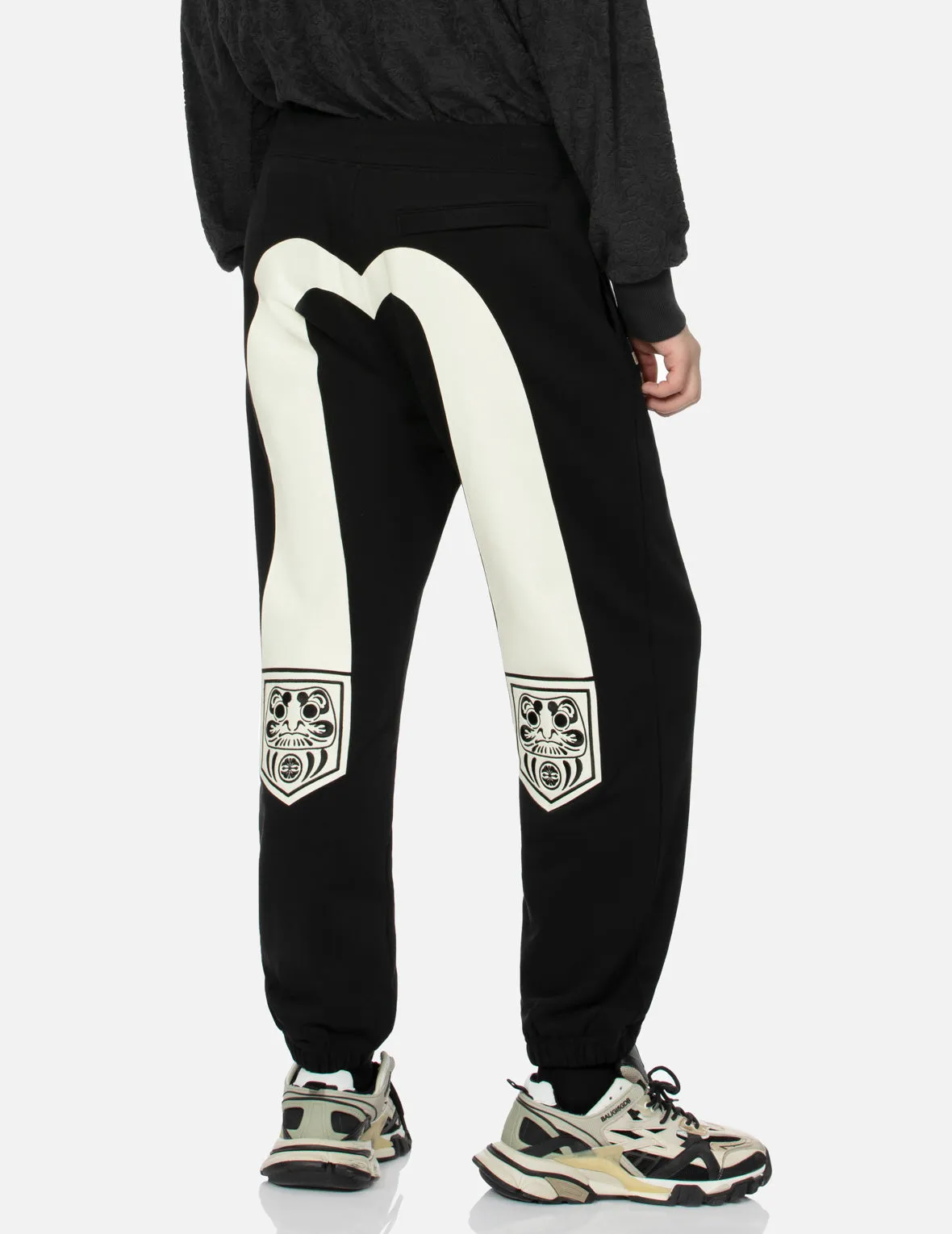 Pocket-shaped Daruma and Seagull Print Straight Fit Sweatpants