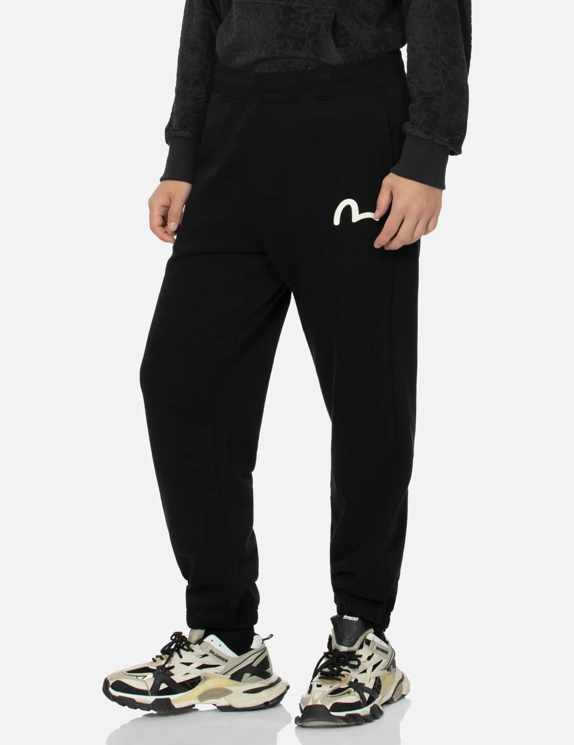 Pocket-shaped Daruma and Seagull Print Straight Fit Sweatpants