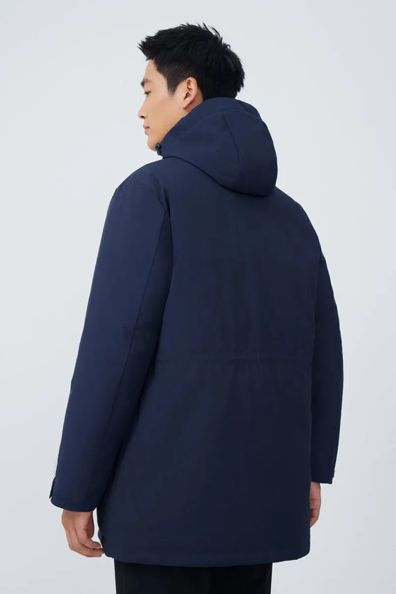 Quilted Down Coat | Navy NYDW01