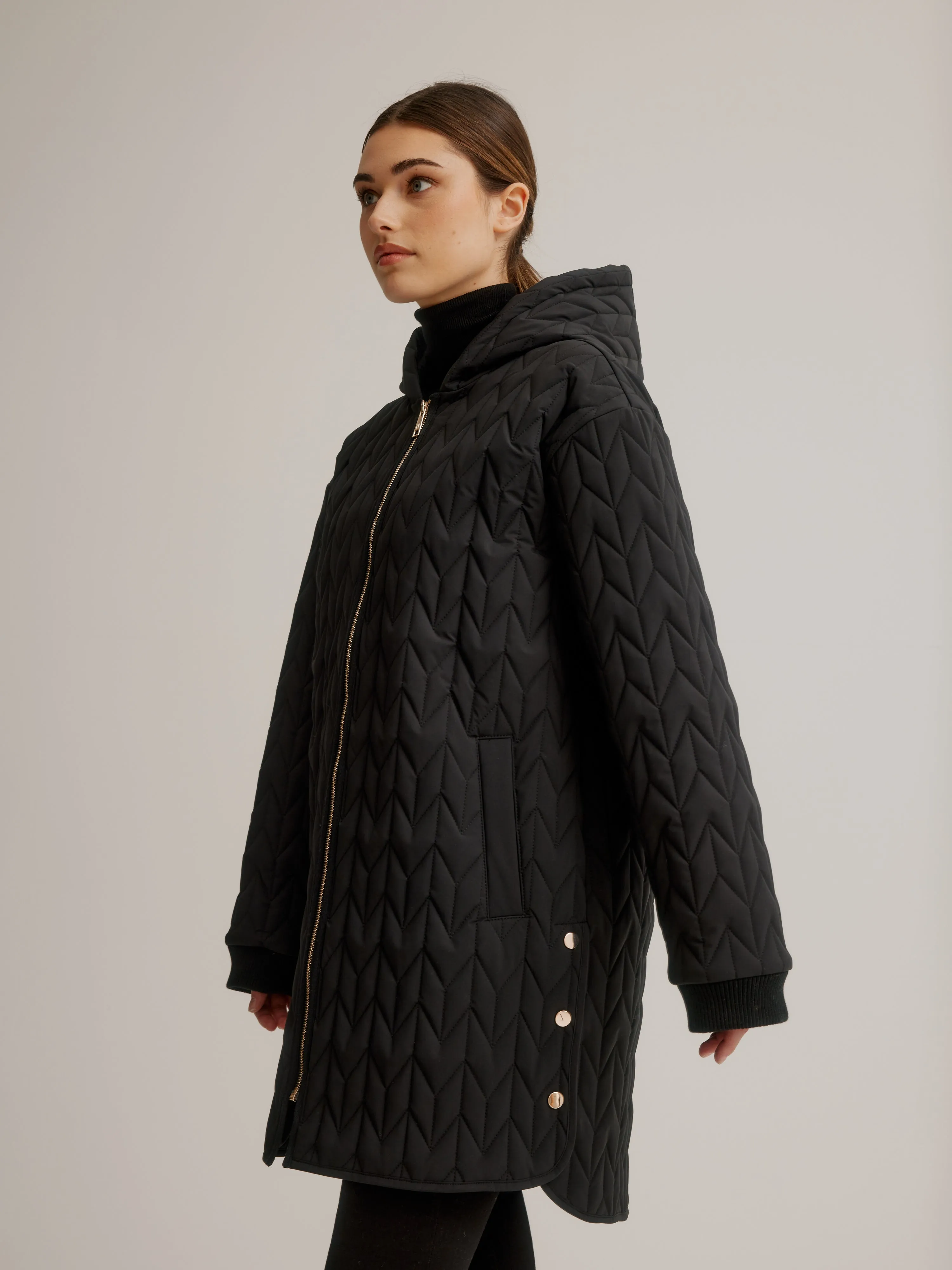 Quilted Stretch Relaxed Fit Coat