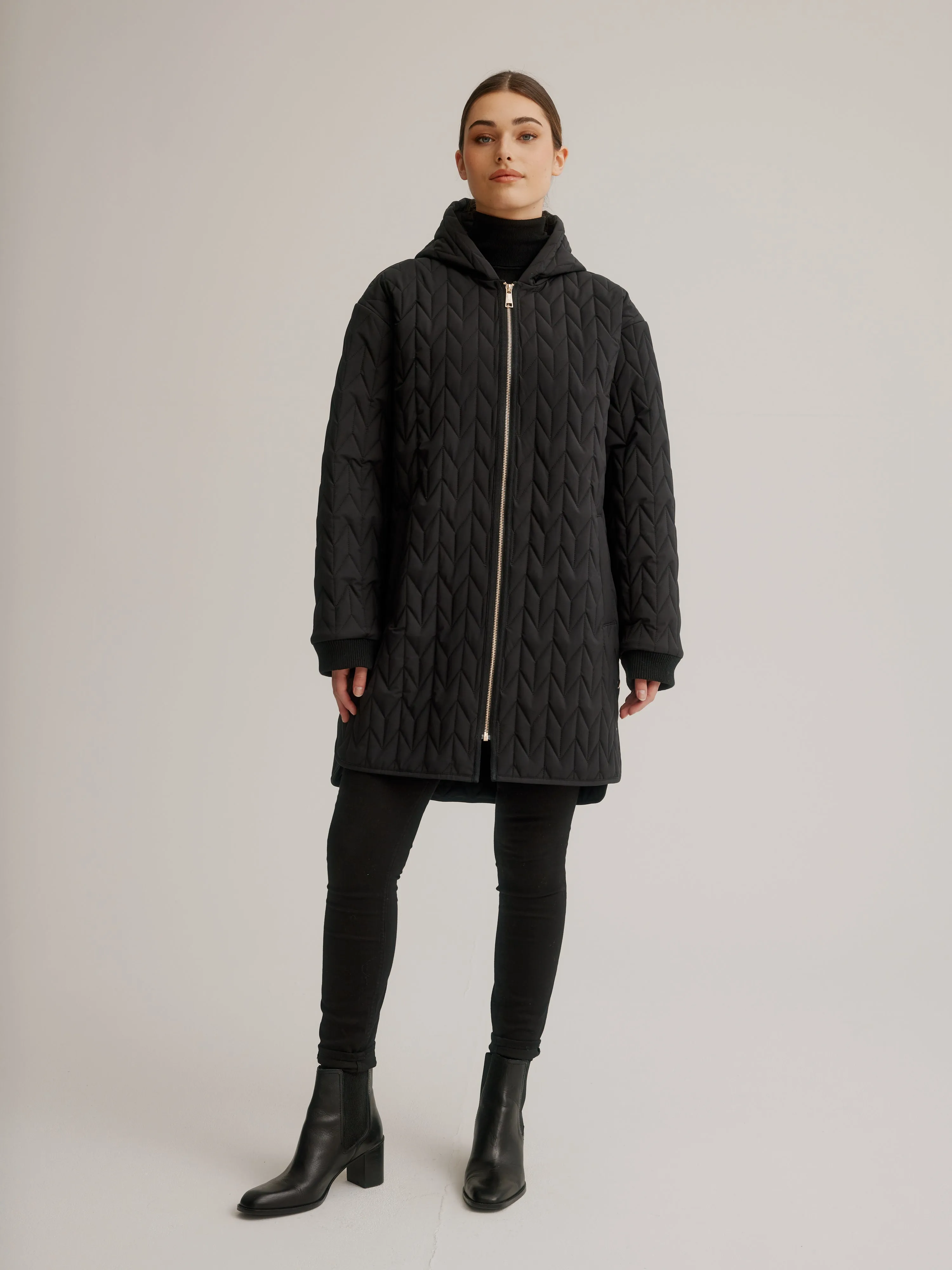 Quilted Stretch Relaxed Fit Coat