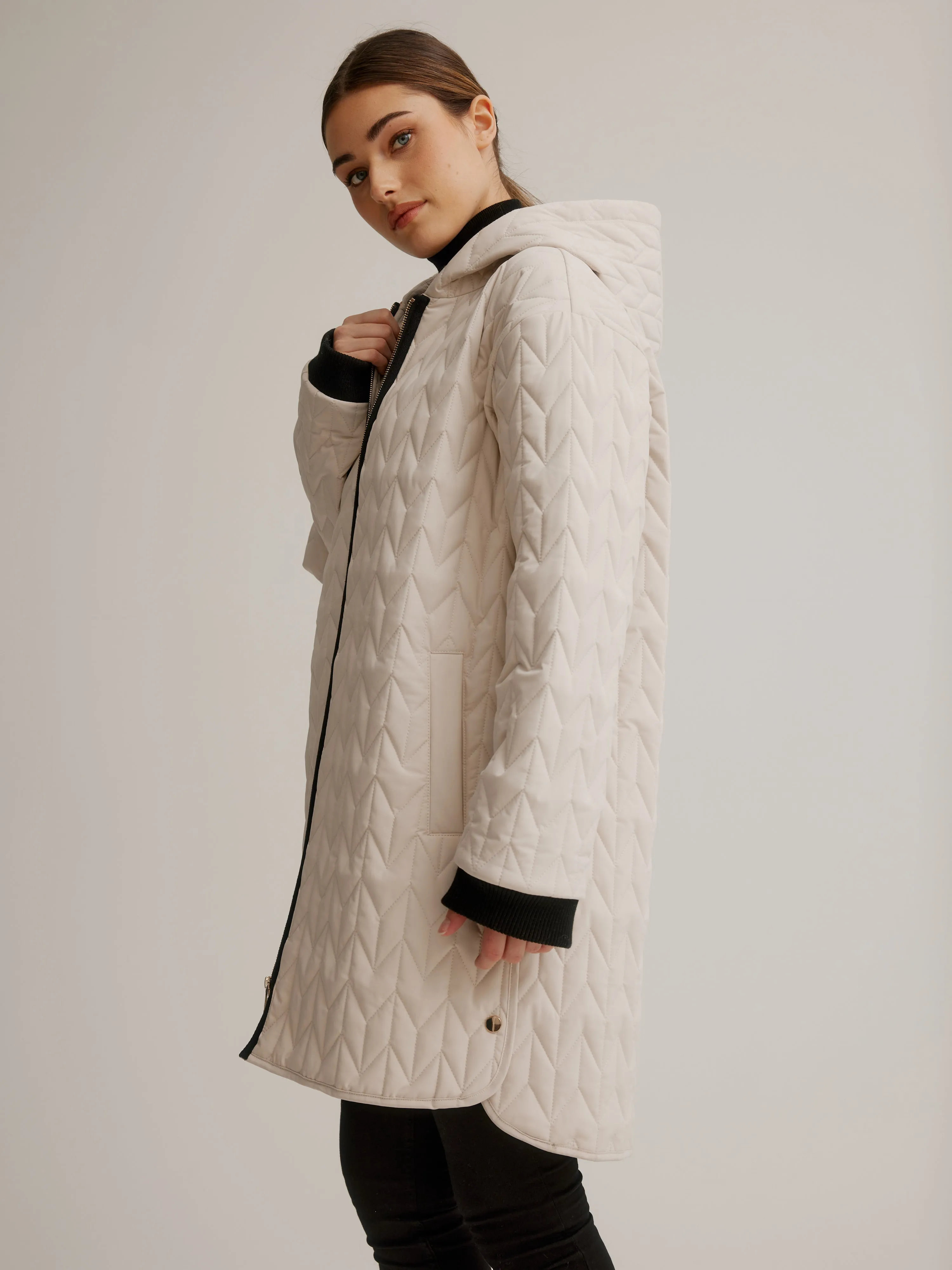 Quilted Stretch Relaxed Fit Coat