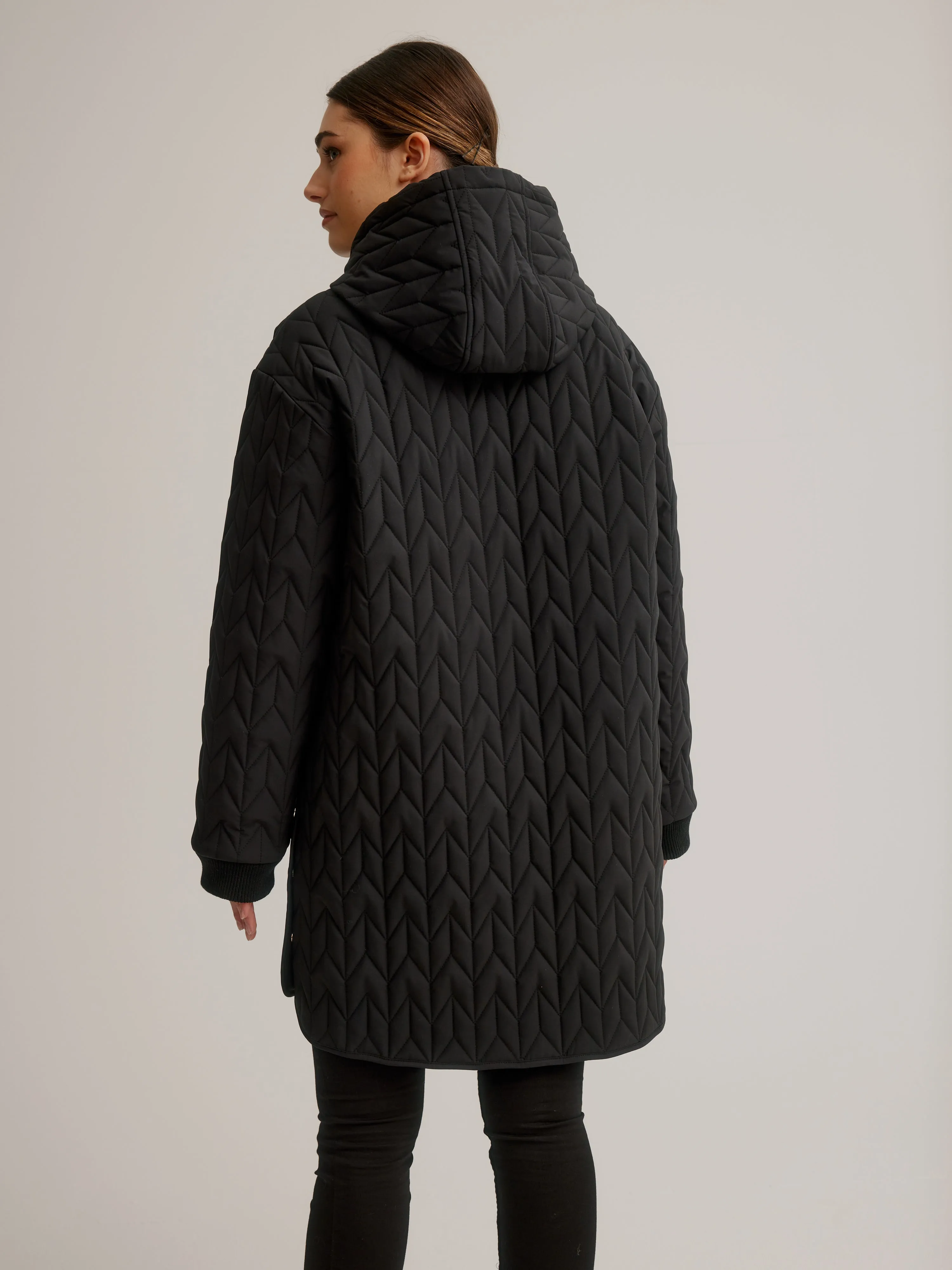 Quilted Stretch Relaxed Fit Coat