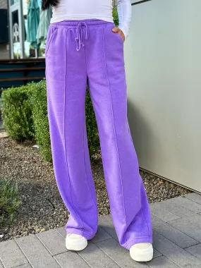 Relaxed Wide Leg Sweatpants - Lavender