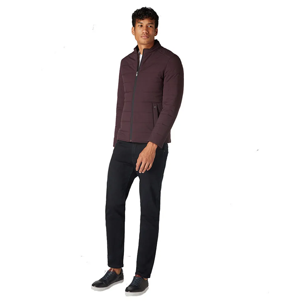 Remus Uomo Slim Fit Quilted Casual Coat - Wine