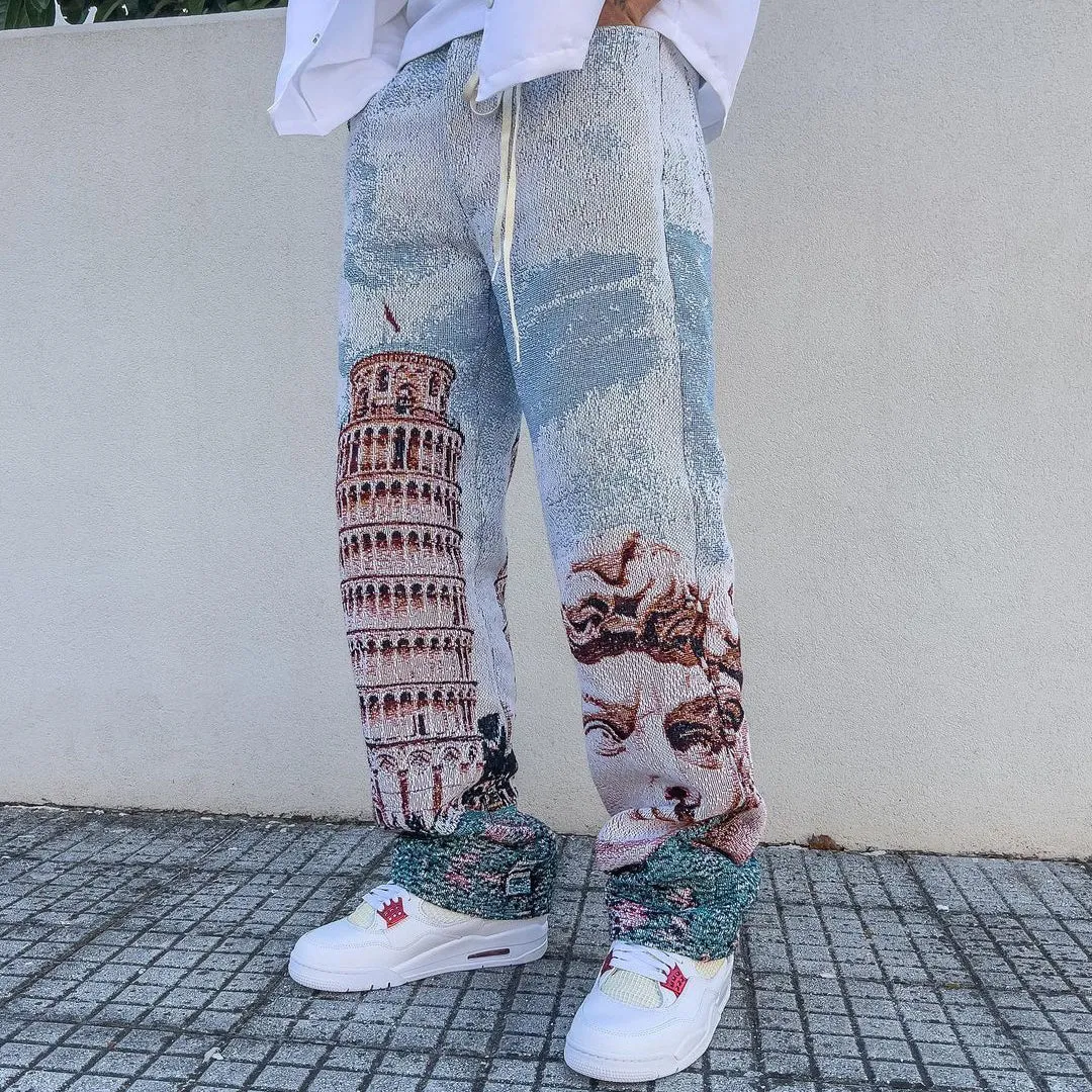 Retro Hip Hop Casual Fashion Tapestry Trousers