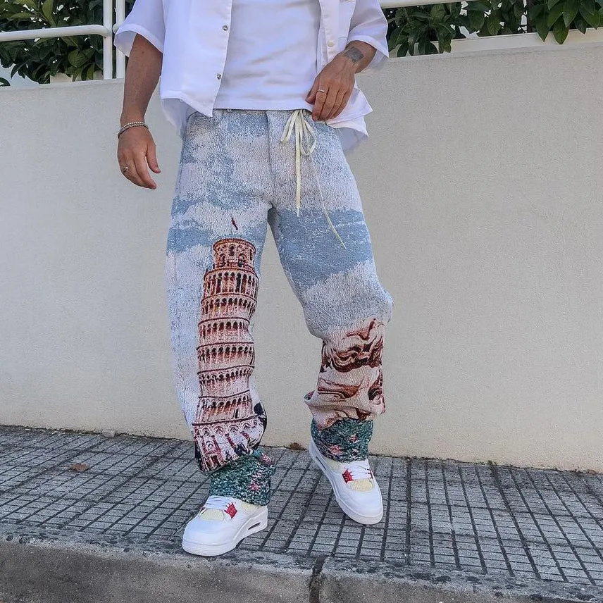 Retro Hip Hop Casual Fashion Tapestry Trousers