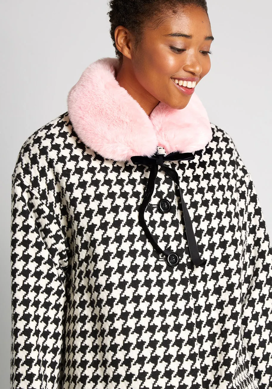 Retro Ice Rink Rendevouz Faux Fur Collared Coat