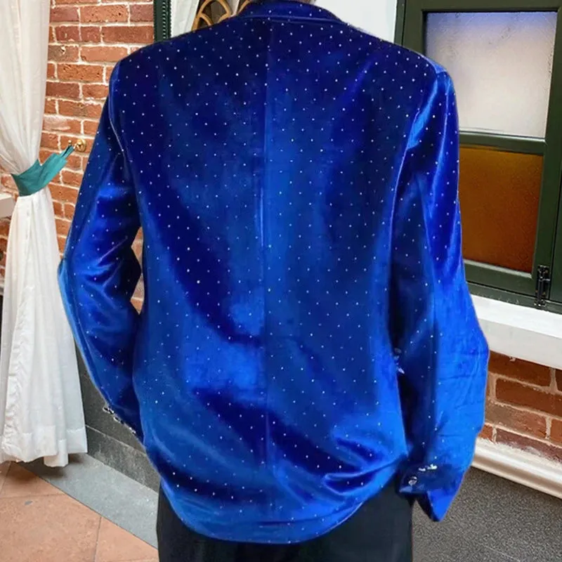 Rhinestone Decor Velvet Blazer