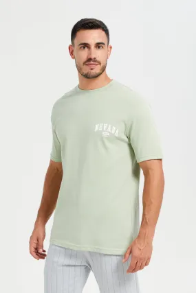 Sage Green Jacqard Logo T-Shirt