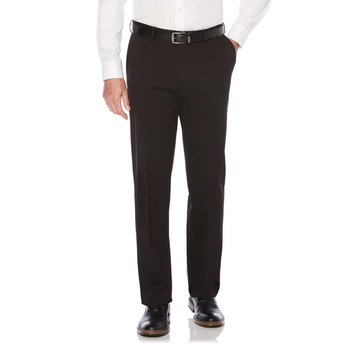 'Savane'  Flat Front Stretch Chino - Black