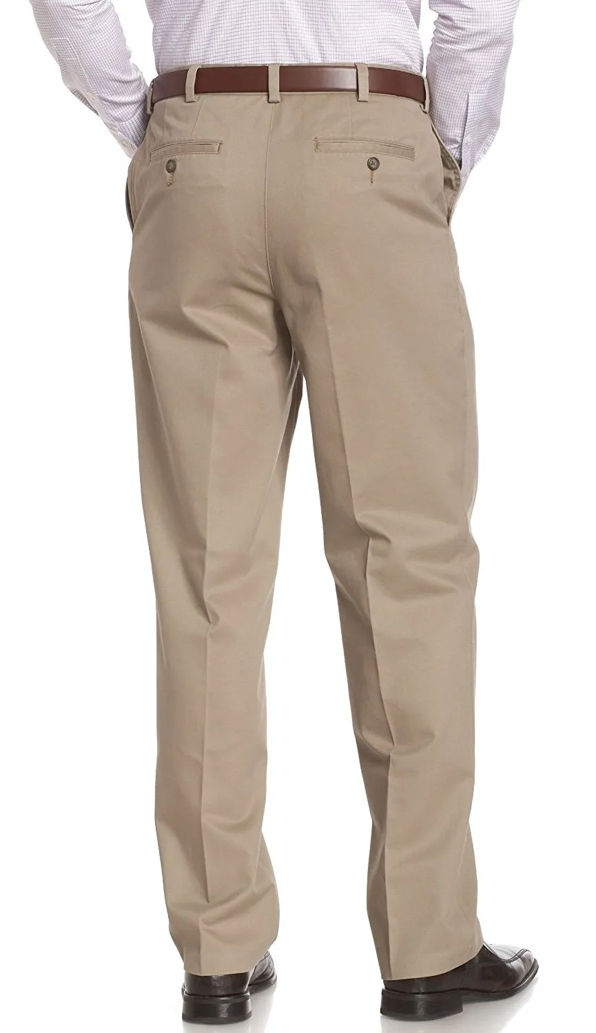 'Savane'  Flat Front Stretch Chino - Khaki