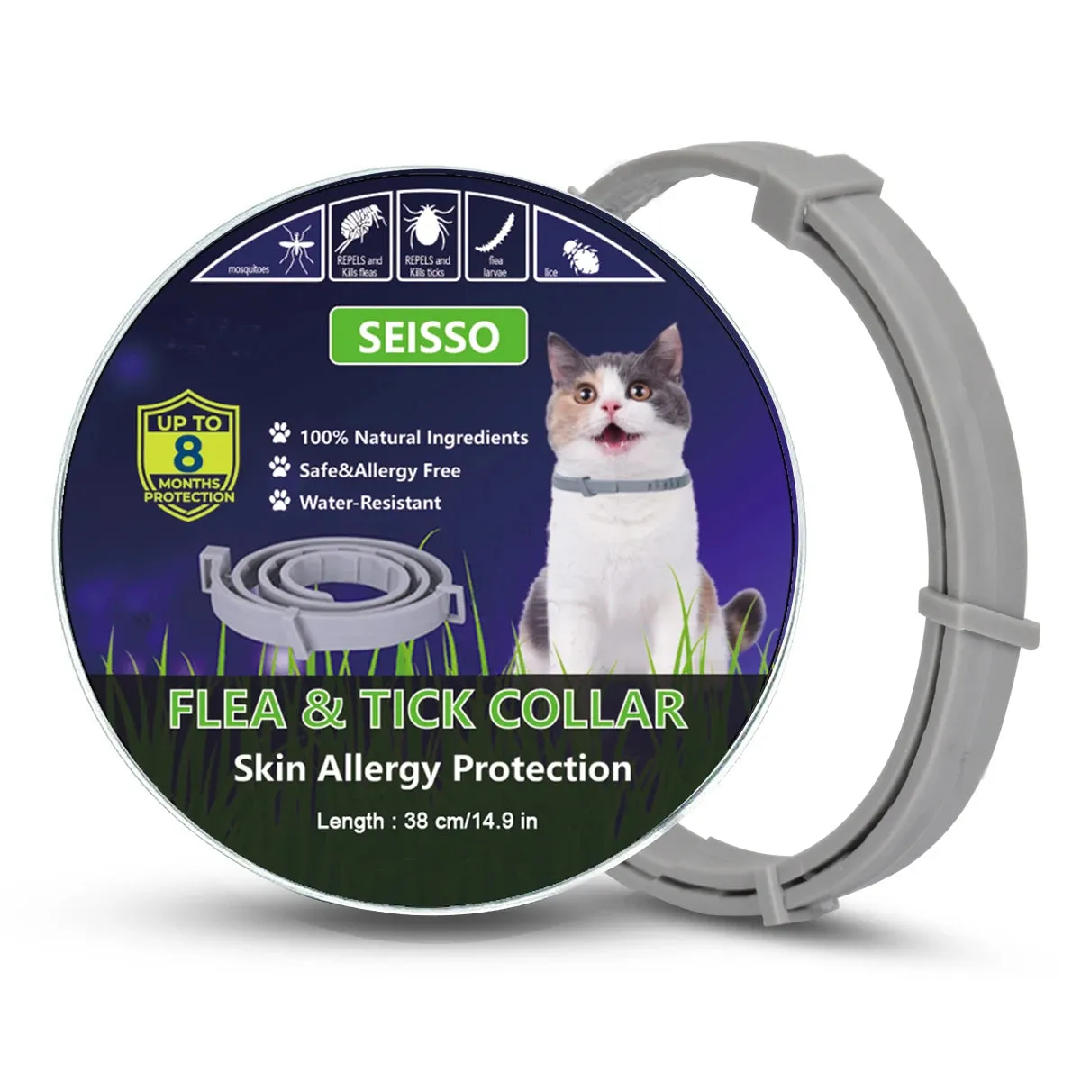 SEISSO Dogs Mosquitoe Repellent Collar Pet Antiparasitic Anti Flea Tick Collar For Small Large Dog Cat Leash RetractabAccessorie