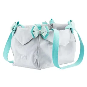 Silver Stardust Mint & Bimini Blue Double Nouveau Bow Luxury Dog Carrier