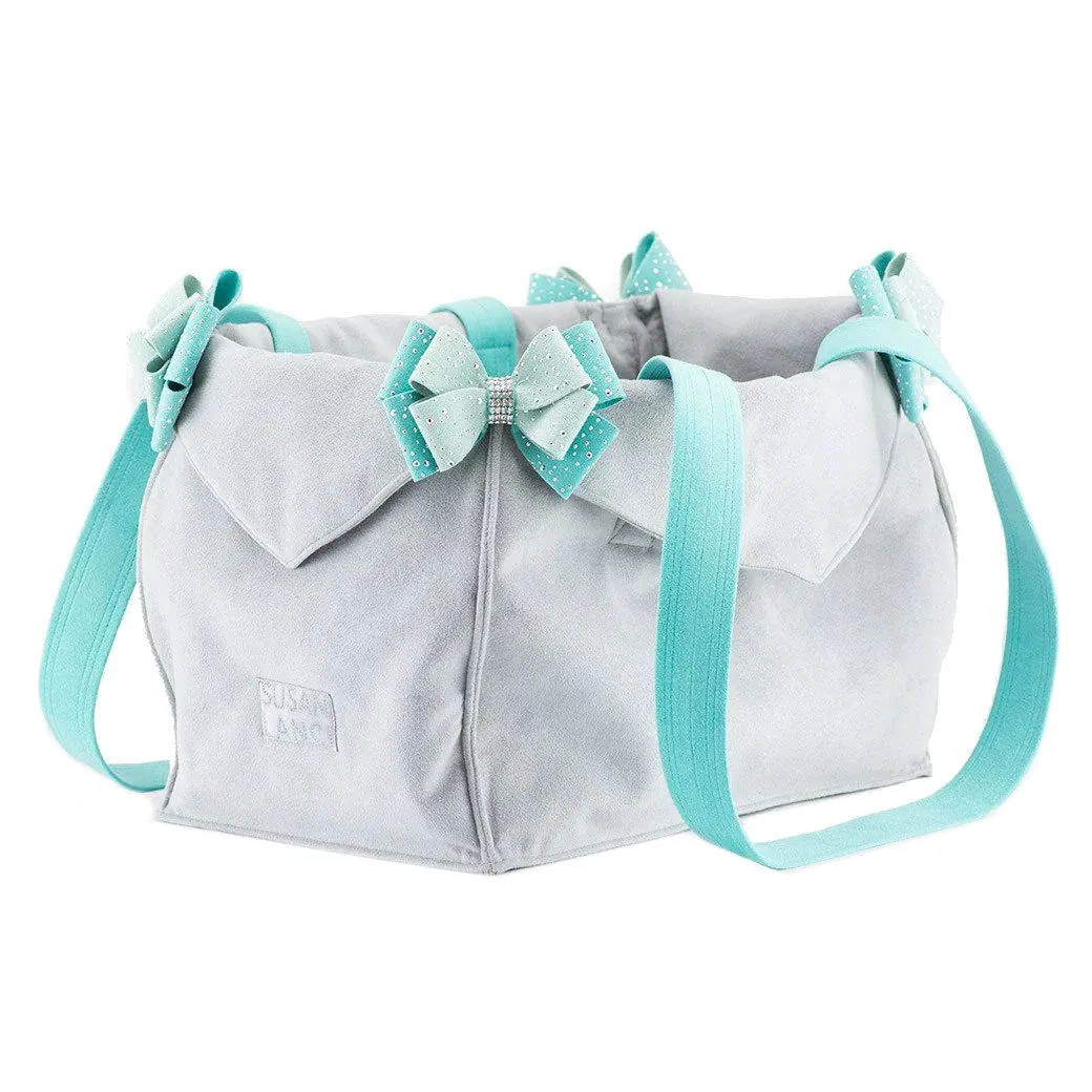 Silver Stardust Mint & Bimini Blue Double Nouveau Bow Luxury Dog Carrier