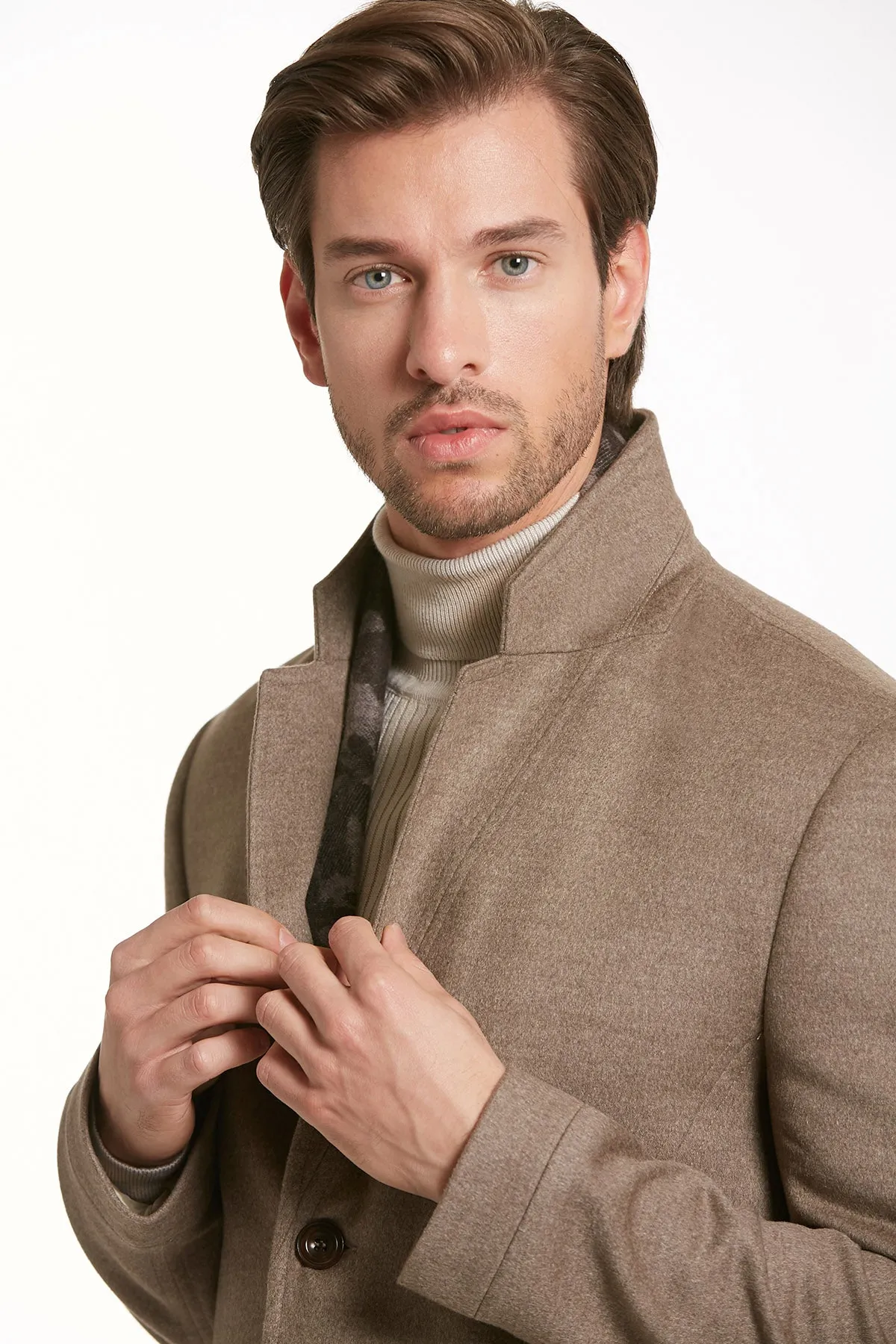 Slim Fit Cachet Notch Lapel Mink Overcoat